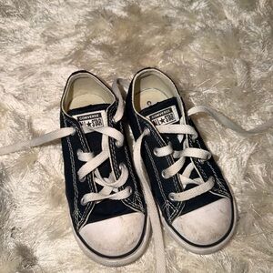 Converse Kids Black Low-Top Canvas Sneakers with White Accents